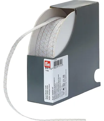 Elastisches Band 7 mm x 50 m, weiß, superelastisch, waschbar bis 95 °C