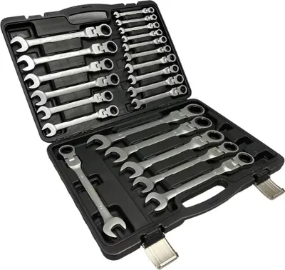 Produktbild von 22 tlg Ringratschen Set Maulschlüssel Ringschlüssel mit Gelenk