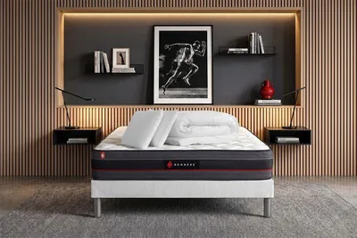 Produktbild von Komplettpaket Bett - Matratze 140x190 cm + Boxspringbett mit Lattenrost (im Set) + 2 Kopfkissen + Bettdecke - Regen