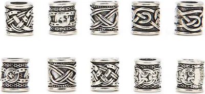 Immagine prodotto di 10 pezzi perline vichinghe, in lega, antiche, dreadlock nordico per capelli, bracciale fai da te, collana
