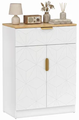 Produktbild von HOMCOM Sideboard mit Schublade und verstellbarem Regal, Weiß
