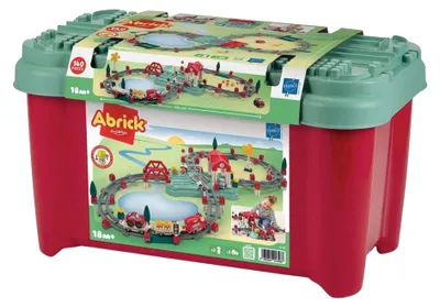 Produktbild von Abrick Baukasten Eisenbahnset - Spielzeug mit Bahnhof und Zubehör, 140-tlg