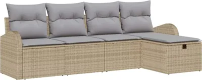 Produktbild von vidaXL Gartensofa-set 5 stk. Beige Poly-Rattan