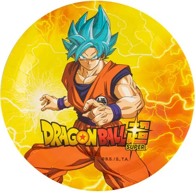 Zdjęcie produktu dla Talerzyki papierowe Dragon Ball Z zastawa stołowa 8 szt. kolorowe 23cm -