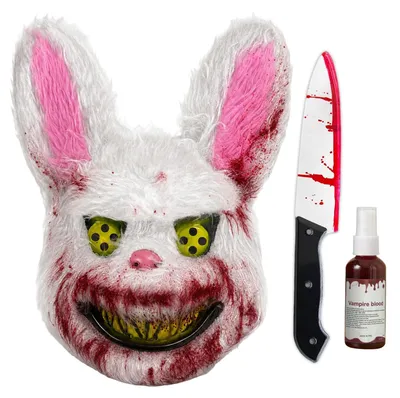 Halloween-Hasenmasken-Set, 3-teilig, Horror, Erwachsene