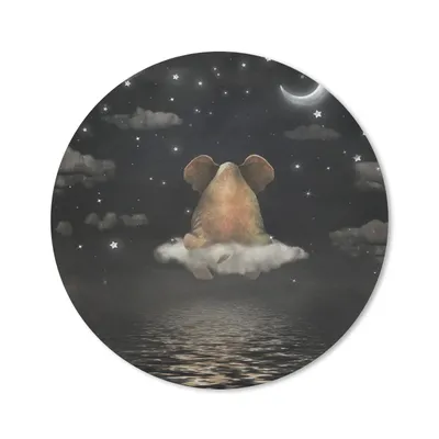 Produktbild von MuchoWow® Mauspad Mousepad Elefant - Mond - Sternenhimmel 30x30 cm - Mousepads - Maus Mat - Pad - Mausunterlage - Tischunterlage - Schreibtischmatten