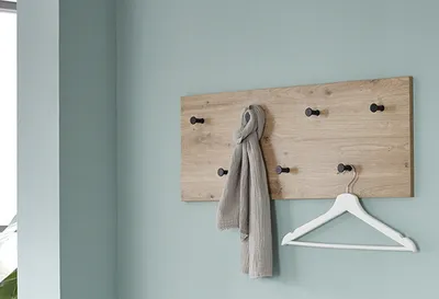 Produktbild von Wandgarderobe >37442< in eiche, schwarz, MDF, Metall - 80x30x5cm (BxHxT)
