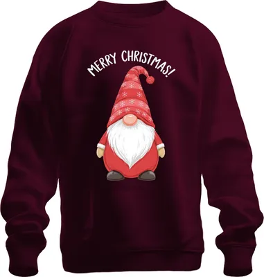 Zdjęcie produktu dla Wesołych Świąt! Christmas Gnome Christmas Snowflakes Uni Sweatshirt Pullover, Burgundy, XXL