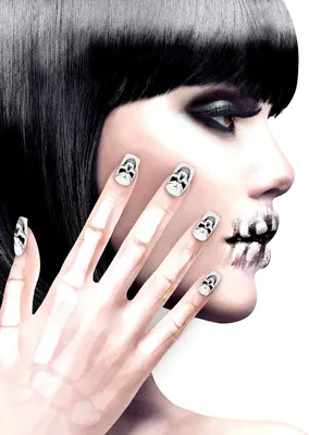 Produktbild von Selbstklebende Totenkopf Fingernägel - Kunstnägel für Halloween
