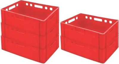 Produktbild von SuperSparSet 5x Eurobehälter Fleischerkasten E2 | HxBxT 20x40x60cm | 41 Liter | Rot | Fleischerkiste, Fleischkiste, Metzgerkiste, Fleischbehälter