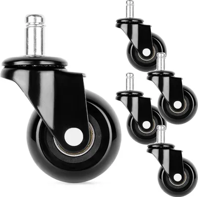 Image de 5x Roulettes pour fauteuil en caoutchouc silicone pivotantes pour fauteuil de bureau