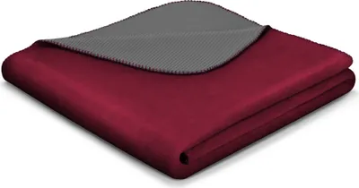Produktbild von Biederlack Plaid mit Zierstich Melange Doubleface Farbe dunkelrot-anthrazit Größe 150 x 200