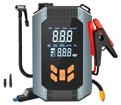 Obrázok produktu pre Zariadenie na štartovanie vozidiel, 1000A štartovací prúd, 150 PSI kompresor, USB powerbanka, LED baterka s 3 režimami, beziskrové svorky