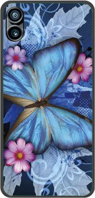 Produktbild von König Design Hülle kompatibel mit Nothing Phone 1 Kunststoff Soft Handyhülle - Handy Case Schmetterling Blau