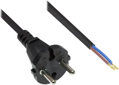 Produktbild von Netzkabel Konturenstecker gerade an abisolierten Enden, schwarz, 7,5m, Good Connections®