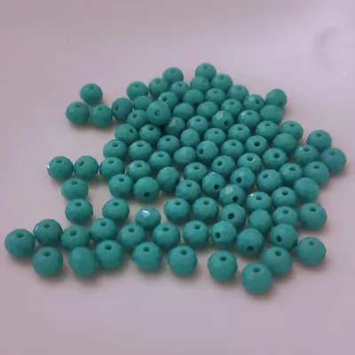 Immagine prodotto di Perle di vetro - Tipo "sfaccettato" - 100 pezzi - 8 mm - Turchese chiaro opaco