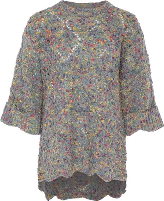 Image de Pull ebeeza pour femmes - gris chiné multicolore, XL/XXL