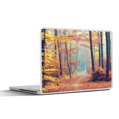 Produktbild von MuchoWow® Laptop Aufkleber Sticker Cover Wald - Herbst - Laub 25x18 cm - Laptop-Deko