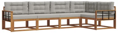Produktbild von vidaXL Outdoor-Sofagarnitur 5 stk. Natürlich und Hellgrau