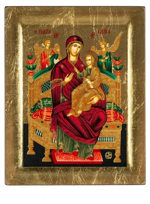 Image de Elzusha - Icône religieuse en bois représentant la Panagia Pantanassa - 19 x 15 cm