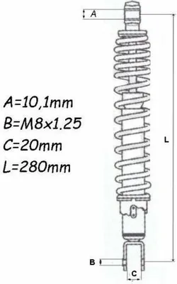 Produktbild von Hydraulischer Stoßdämpfer Federbein verstellbar schwarze Feder 28 cm hydraulisch NM