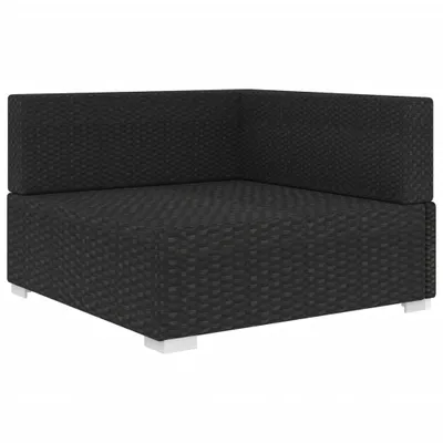 Zdjęcie produktu dla vidaXL Sofa modułowa narożna 1-częściowa + poduszki z polirattanu czarna