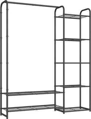 Produktbild von Famanu Kleiderständer freistehend für Kleidung, 29 x 110 x 158,4 cm, ideal zur Organisation von Kleidung im Schlafzimmer oder Flur