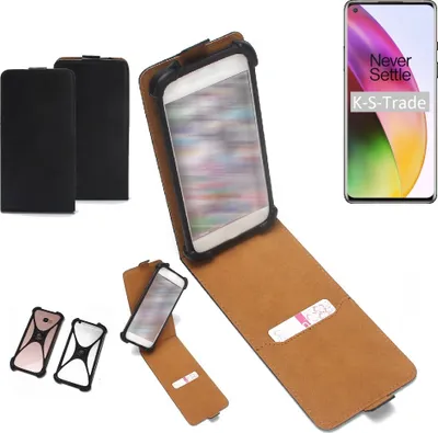 Produktbild von K-S-Trade Handyhülle Schutzhülle kompatibel mit OnePlus 8 Hülle Case Cover Flip Style Bumper schwarz 1x