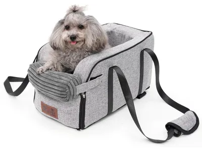 Image de Console centrale pour siège auto, conçue pour les chiens et les chats jusqu'à 6 kg, amovible, lavable et équipée d'une sangle de sécurité
