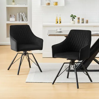 Produktbild von CLIPOP 2er Set Esszimmerstuhl,Drehstuhl aus Samt, gepolsterter Empfangsstuhl,Schwarz