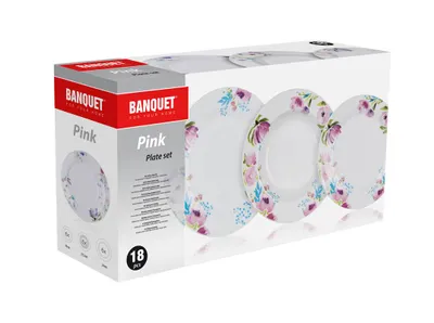 Produktbild von BANKETT-Set Platten ROSA BLUMEN, 18 St.