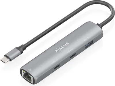 Productafbeelding van AISENS ASUC-4P040-GR, Kabel, USB 3.2 Gen 1 (3.1 Gen 1) Type-C, 10, 100, 1000 Mbit/s, IEEE 802.3, IEEE 802.3ab, IEEE 802.3u, Grijs, USB
