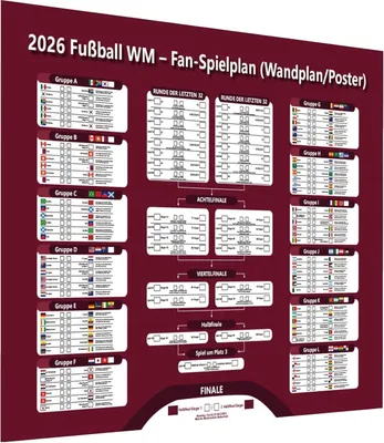 Produktbild von Spielplan 2026 Poster für Deko Fußball WM 2026 – Alle Spiele, Termine & Austragungsorte – Wandplan für Heim & Bar (A1-Größe, 84 x 60 cm)