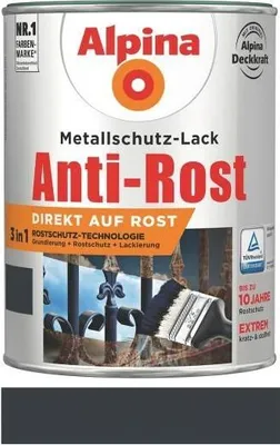 Produktbild von Alpina Metallschutz-Lack Anti-Rost 750 ml anthrazit glänzend