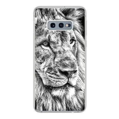 Produktbild von MuchoWow® Handyhülle Schutzhülle Hülle für Samsung Galaxy S10e Porträt - Löwe - Schwarz und weiß Silikon Softcase Handy Hülle - Handy