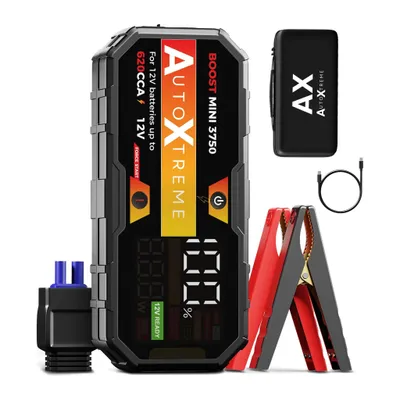 Produktbild von AutoXtreme Starthilfe Powerbank 12V - 620 CCA - Boost Mini 3750 - Starthilfegerät für Pkw mit Force Start, Display & USB-Powerbank - inkl. Tasche