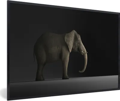 Produktbild von MuchoWow® Gerahmtes Poster Elefant - Tiere - Licht 90x60 cm - Poster mit Schwarzem Bilderrahmen Wandposter Rahmen Foto Bilder - Fotorahmen - Foto-Plakat