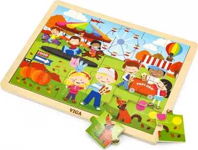 Zdjęcie produktu dla VIGA Jesienne drewniane puzzle 24 elementy