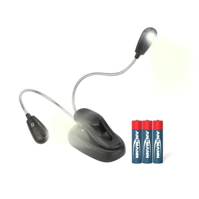 Produktbild von ANSMANN Klemmleuchte Twinflex - Flexible Leselampe dimmbar, batteriebetrieben