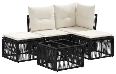 Produktbild von vidaXL Gartensofa-set 5 stk. Schwarz Poly-Rattan
