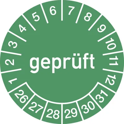 Produktbild von Dreifke® Prüfplakette  2026 - 2031, Dokumentenfolie, Ø 25 mm, 10 Stück...