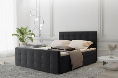 Produktbild von Boxspringbett Schlafzimmerbett MAURO 160x220cm Stoff Soro Schwarz inkl.Bettkasten