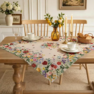 Produktbild von Mitteldecke Blumen Polyester 85 x 85 cm Vintage Quadratisch