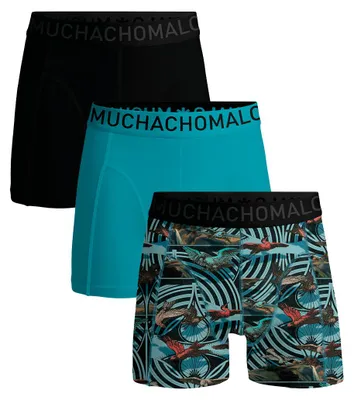Productafbeelding van Men 3-Pack Boxer Shorts Microfiber Print + Solid Print/Blue/Black S