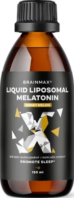 Productafbeelding van BrainMax Vloeibare, liposomale melatonine, honingmeloensmaak, 0,49 mg, 150 ml, AI-gegenereerde afbeelding