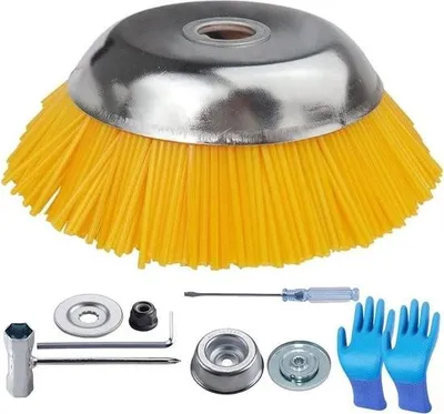 Produktbild von Unkrautbürste, Nylon, Freischneider, Unkrautbürste für Rasentrimmer, Drahtbürste, professionelle Unkrautbürste, Freischneider, Zubehör, Unkrautbekämpfung, Drahtbürste (gelb)