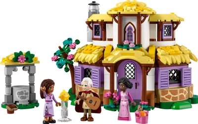 Productafbeelding van LEGO 43231 Disney Wish, Asha's huisje: een speelbaar poppenhuis uit de film Wish, met Asha, Sakina en Sabino minipoppetjes en een sterrenfiguur. Een kerstcadeau voor kinderen, meisjes en jongens