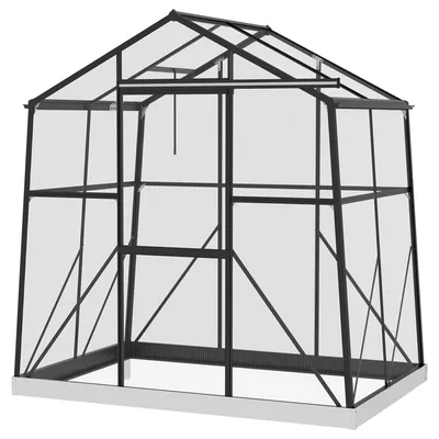 Produktbild von Outsunny Gewächshaus Aluminium Treibhaus 2,51m² Tomatenhaus mit Fenster, Schwarz