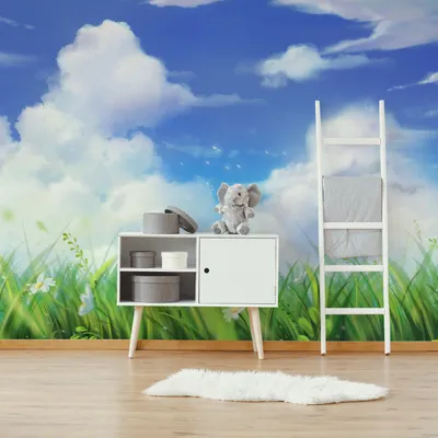 Produktbild von Muralo XXL Selbstklebende FOTOTAPETE Ansicht von MEADOW Plants Clouds 3D Effekt (B) 254 cm x (H) 184 cm Tapete Wandtapete WOHNZIMMER SCHLAFZIMMER 4817