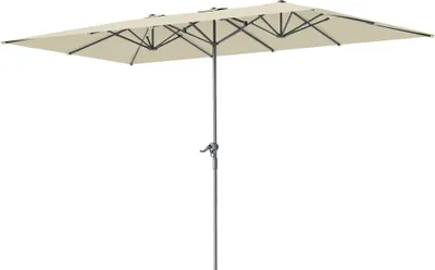Produktbild von Doppelseitiger Schirm, 451 x 264 cm Sonnenschirm mit Kurbelsystem, 12 Metallstreben, Aluminiummast, Cremeweiß
